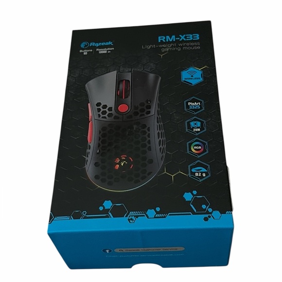 Razeak Other - Razeak RM-X33 Wireless Gaming Mouse 10000 DPI RGB Honeycomb Lightweight